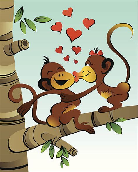 Cartoon Monkeys In Love