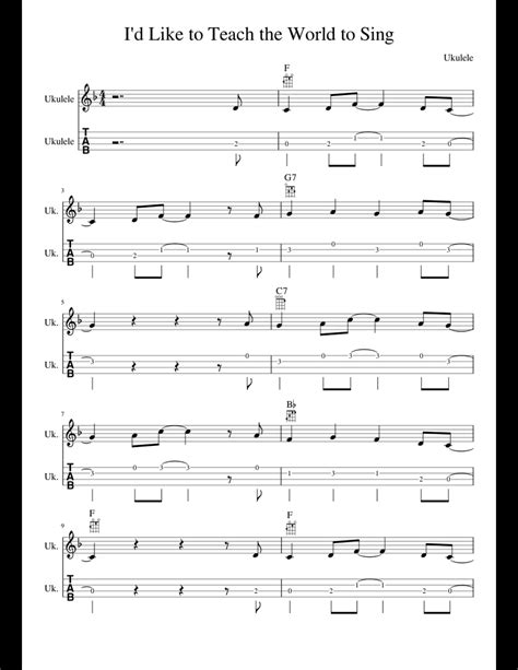 Music with ukuleles, also known as the best musical instrument of all time. I d Like to Teach the World to Sing Ukulele sheet music for Guitar download free in PDF or MIDI