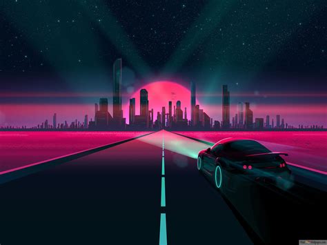 Neon City Night Sky 4k Wallpaper Download