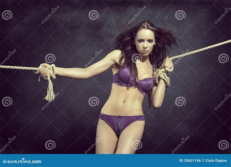 Sensual Girl Tied By Rope Stock Photo Image Of Pretty 35651146