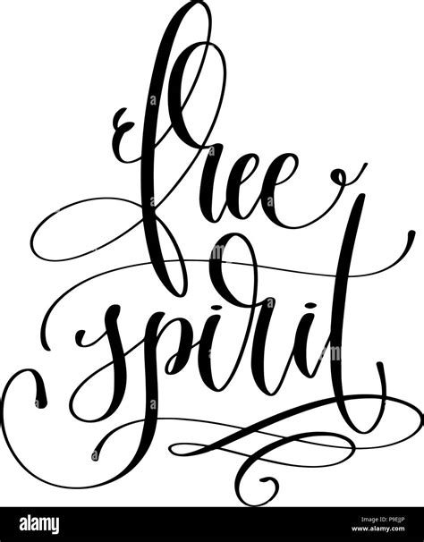 Free Spirit Black And White Hand Lettering Text Quote Design Calligraphy Vector Illustration