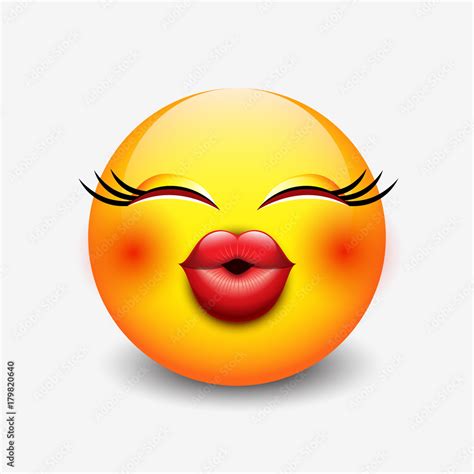 Cute Kissing Emoticon Emoji Stock Vector Adobe Stock