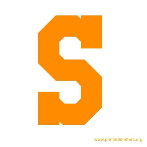 Orange Varsity Letter S Printable Alphabet Letters