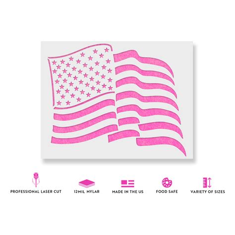 Waving American Flag Stencil