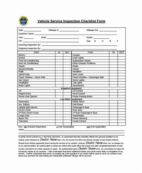 Truck Maintenance Schedule Template Luxury Vehicle Inspection Checklist Templates Pdf Word