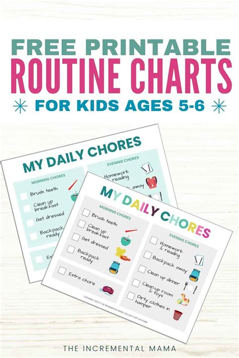 Free Printable Chore Chart For 5 6 Year Olds The Incremental Mama All