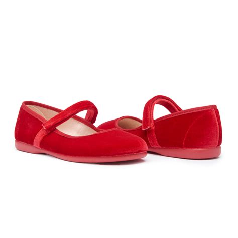 Classic Velvet Mary Janes In Red Childrenchic