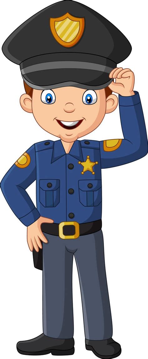Cartoon Smiling Officer Policeman Standing 5161807 Vector Art At Vecteezy