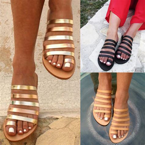 retro flat sandals women summer beach shoes sequin flip flops ladies slides slippers female