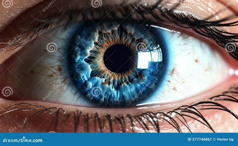 Human Blue Eye Realistic Beautiful Closeup Zoom Generative Ai Stock