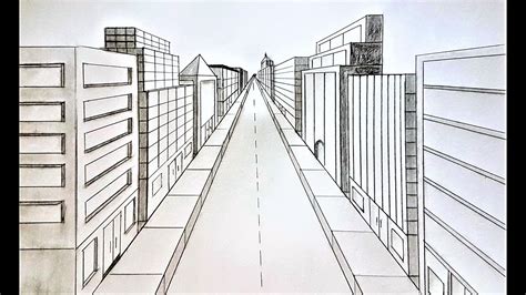 How To Draw A City Street In One Point Perspective Youtube
