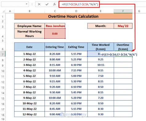 How To Calculate Overtime Hours In Excel Using If Function Exceldemy