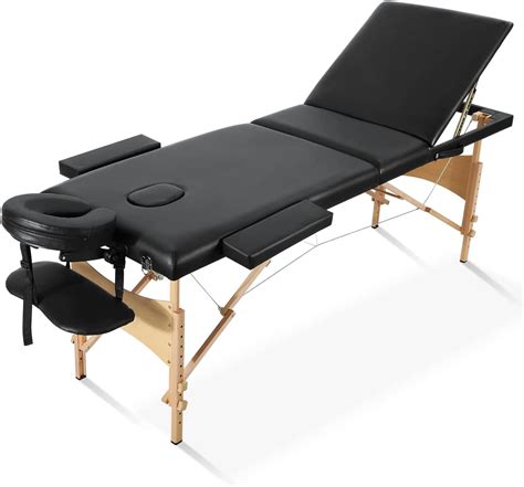Buy Massage Table Portable Spa Lash Bed Foldable 3 Sections With Wooden Legs Carrying Bag