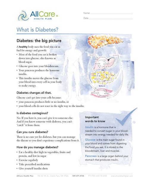 Free Printable Patient Education Handouts Diabetes Connect With Experts