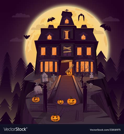 Halloween Haunted House Background Royalty Free Vector Image