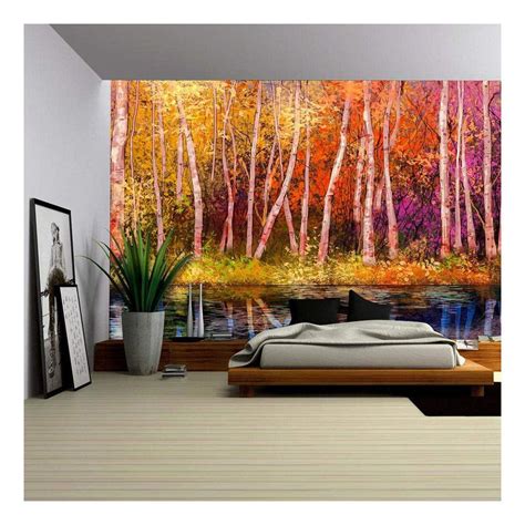 Wall26 Oil Painting Landscape Colorful Autumn Trees Semi Abstract