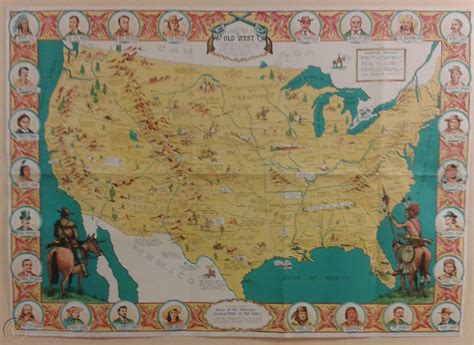 Vintage 1960s Sheriff Danny Arnolds Pictorial Map Of The Old West