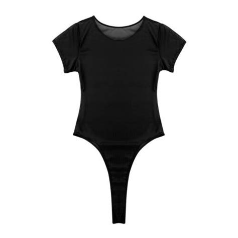 sexy women s mesh see through one piece bodysuit high cut thong leotard teddy ebay