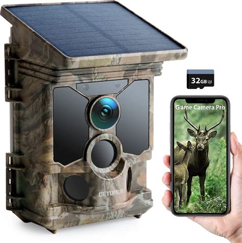 Buy Solar Wildlife Camera K Fps Ceyomur Wifi Bluetooth Mp Trail Camera Detection