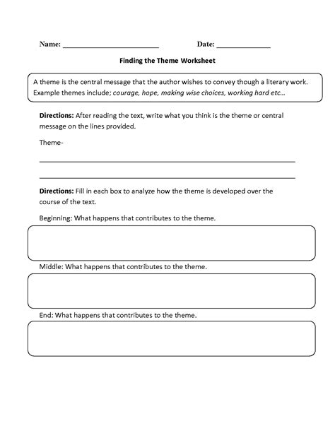 15 Determining Theme Worksheets