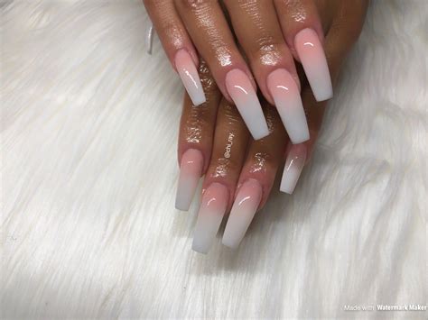 Long Tapered Square Pink And White Ombré Nails Baby Boomers Coffin