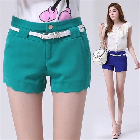 2014 Korean The New Slim Shorts Fashion Wave Cuffs Solid Summer Casual Shorts Feminino Short