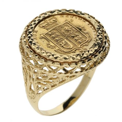 1872 Yellow Gold Half Sovereign Coin Mounted Ring Miltons Diamonds