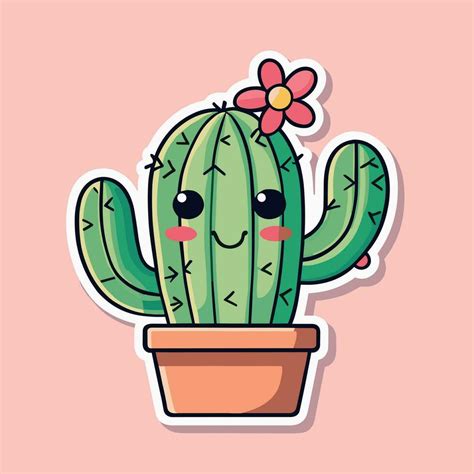 Cute Kawaii Cactus Cartoon Illustration 36458854 Vector Art At Vecteezy