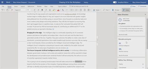Build 2019 Word Integrates Ideas To Improve Writing With Ai Insights