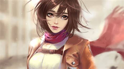 Desktop Wallpaper Beautiful Anime Girl Mikasa Ackerman Hd Image