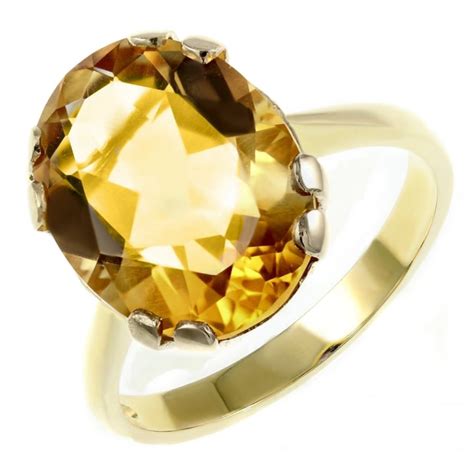 Ct Yellow Gold Mm X Mm Oval Citrine Ring Jewellery From Mr Harold And Son Uk