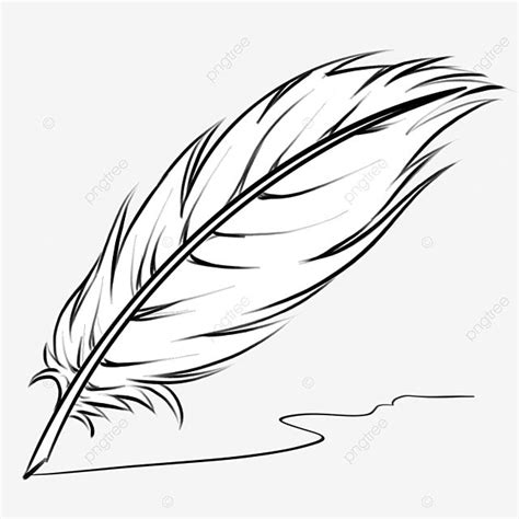 a black and white drawing of a feather quill