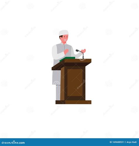 The Muslim Imam Is Holding A Rosary Cartoon Vector Illustration