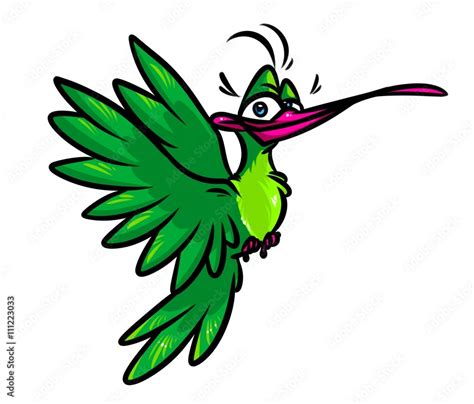 Bird Hummingbird Cartoon Illustration Image Character Animal Stock