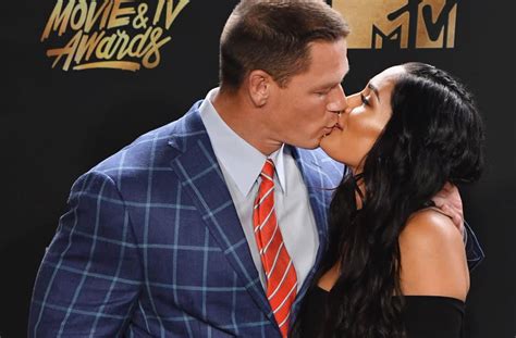 John Cena And Fiance Nikki Bella Kiss For The Cameras At Mtv Movie And Tv Awards
