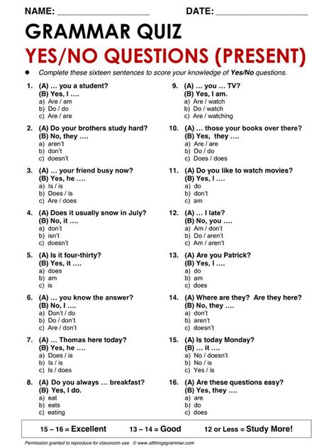 50 Free Download English Grammar Test Quiz Pdf Doc