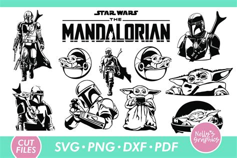 Mandalorian Svg Bundle Dxf Png Eps Cut Files Baby Yoda Svg Star Wars