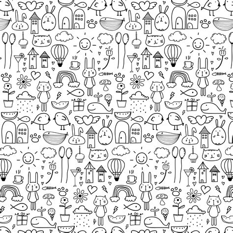 Pattern With Line Hand Drawn Doodle Lovely Background For Kid Doodle