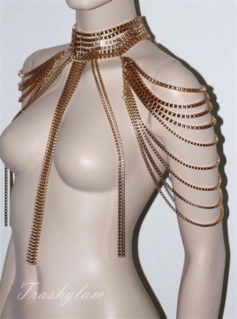 MAJESTY Rose Gold Chains Epaulettes Body Chain Shoulder Jewellery