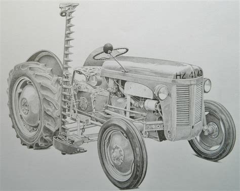 Pencil Portrait Of Massey Ferguson Tractor Drawn From Photos Emailed