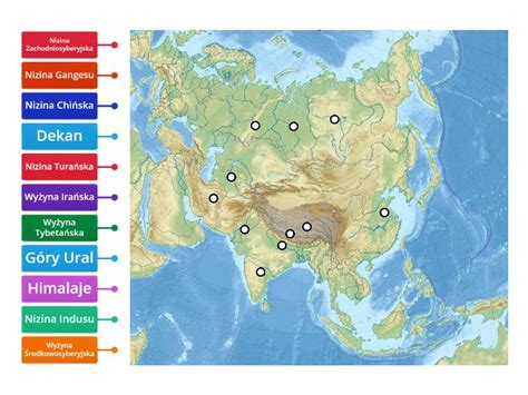 Mapa Azji Krainy Geograficzne Rysunek Z Opisami