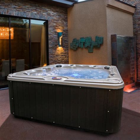 American Spas Freedom 7 Person 40 Jet Premium Acrylic Bench Spa Hot Tub With 2 Backlit Led