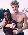 Dolph Lundgren and Grace Jones on the set of the 007 film “A View to a ...