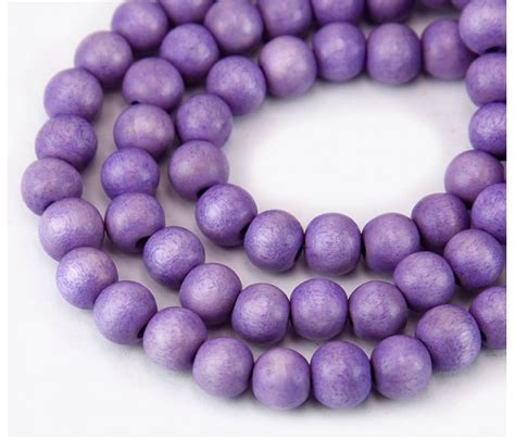 Dyed Wood Beads Light Purple 8mm Round Golden Age Beads