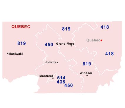 Area Codes By Quebec Province Topmoving Ca