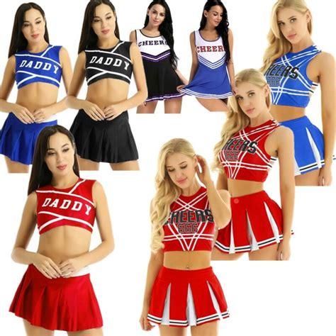 Sexy Women Cheerleader Costume Cosplay Fancy Dress Crop Top Mini Skirt Outfit Ebay