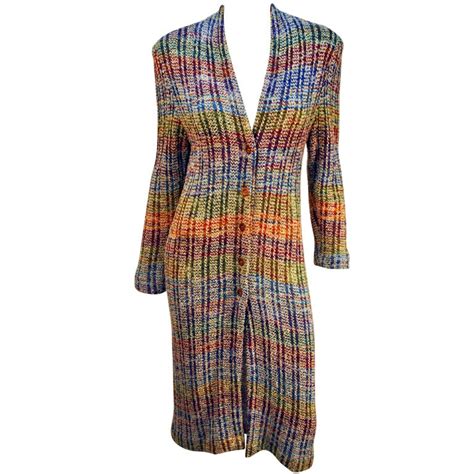 Vintage Missoni Rainbow Knit Button Down Sweater Dress At 1stdibs