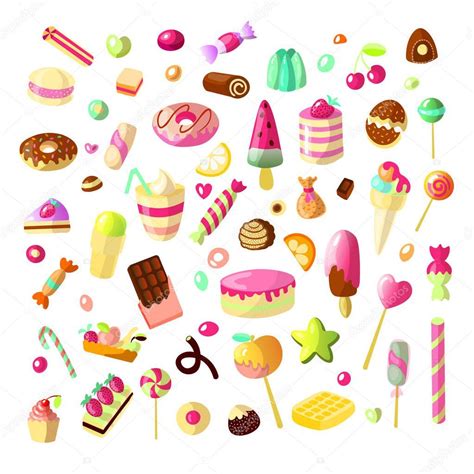 Dibujos Animados Dulce Candy Set Colección De Dulces Estilo De