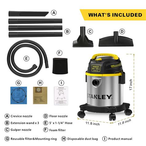 Buy Stanley 3 Gallon Wet Dry Vacuum Powerful 4 Peak Hp Motor Portable