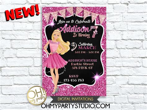 During this time, girls usually own at least one of the iconic dolls as well as her dream house, clothes and more. BARBIE BIRTHDAY INVITATION - OH MY PARTY STUDIO